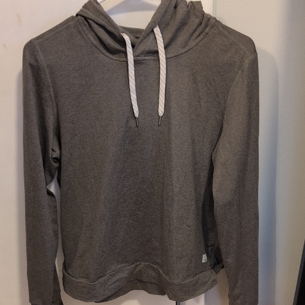 Vuori Green Hoodie with White Drawstrings